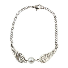 Load image into Gallery viewer, Silver Retro Pearl Angel Wings Bracelet