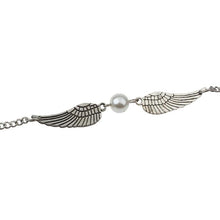 Load image into Gallery viewer, Silver Retro Pearl Angel Wings Bracelet