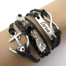 Load image into Gallery viewer, Leather &amp; Silver Cute Bracelet