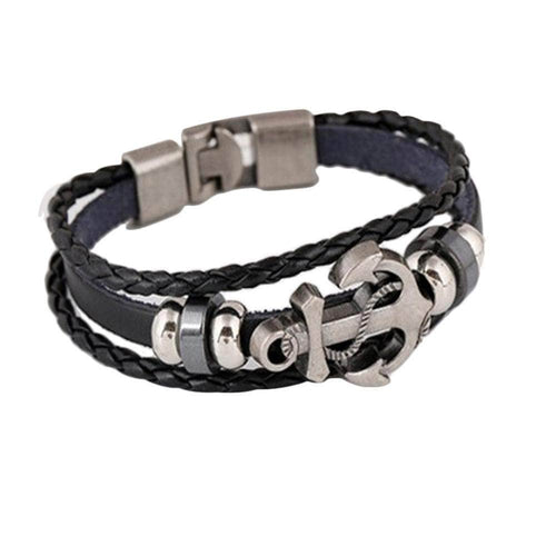 Anchor Leather Bracelet