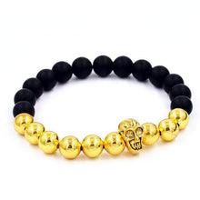 Load image into Gallery viewer, Beaded Gold Skull Elastic Bracelet