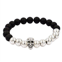 Load image into Gallery viewer, Beaded Gold Skull Elastic Bracelet