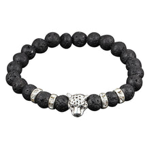 Load image into Gallery viewer, Lava Stone Bead Obsidian Buddha Bracelet