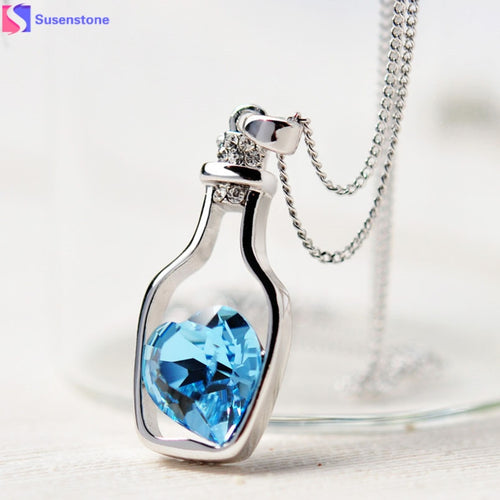 Necklace Heart Crystal Pendant Style In Bottles